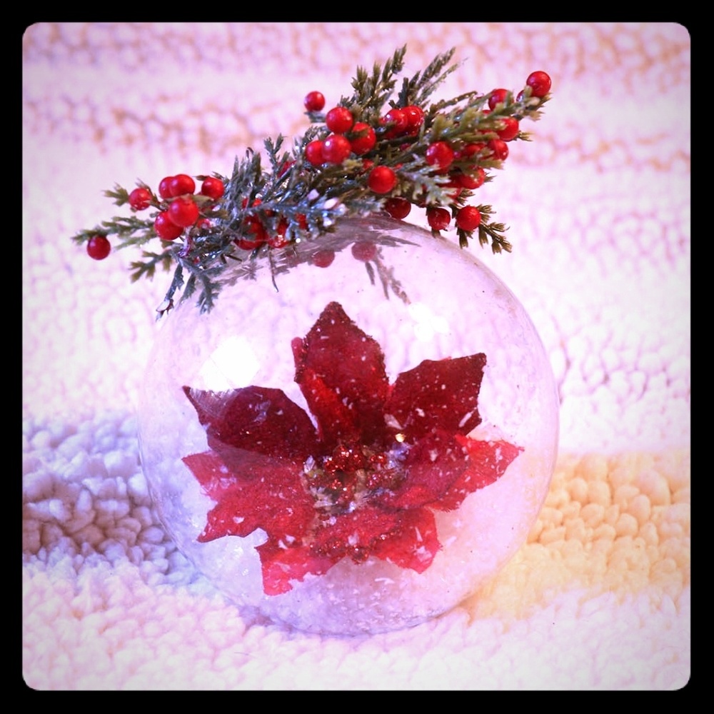 Poinsettia Glass Handmade Ball Ornament